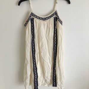 cream with blue detail dress large but fits S/M